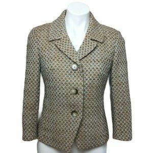 ANN TAYLOR womens Sz 4 Blue Brown WOOL blend TWEED